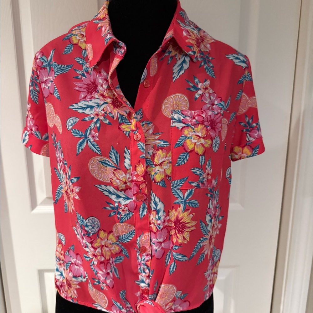 Hippie Rose Red Floral Blouse